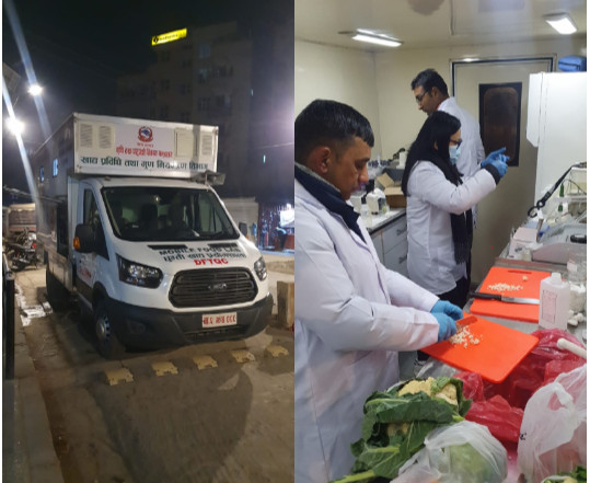 मोवाइल फुड ल्यावबाट कालीमाटी बजारमा विषादी परीक्षणः उपभोक्ताको स्वास्थ्यका लागि १५० नमूनाको परीक्षण