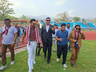 शिक्षा तथा खेलकुद मन्त्री सस्मित पोखरेल द्वारा कर्णाली रङ्गशालाको अनुगमन, दशौँ खेलकुद समयमै गर्ने प्रतिबद्धता