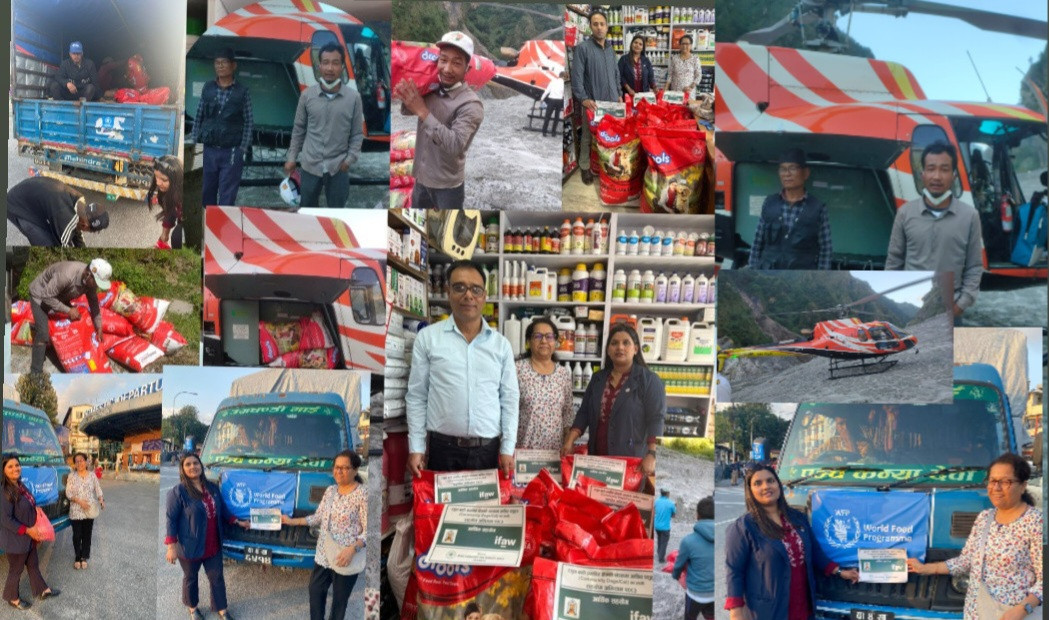 विपद्मा भोकै रहेका स्यार्फुवेशीका सामुदायिक कुकुरलाई हेलिकप्टरबाट NAWES ले पुर्‍यायो राहत